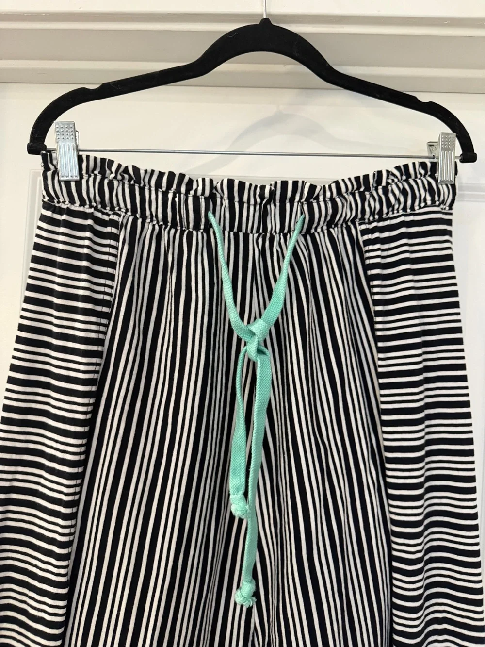 Free People Free-est Jersey Harem Pants Holten Cotton Size Medium Black White